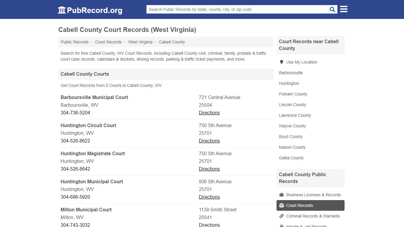 Free Cabell County Court Records (West Virginia Court Records)